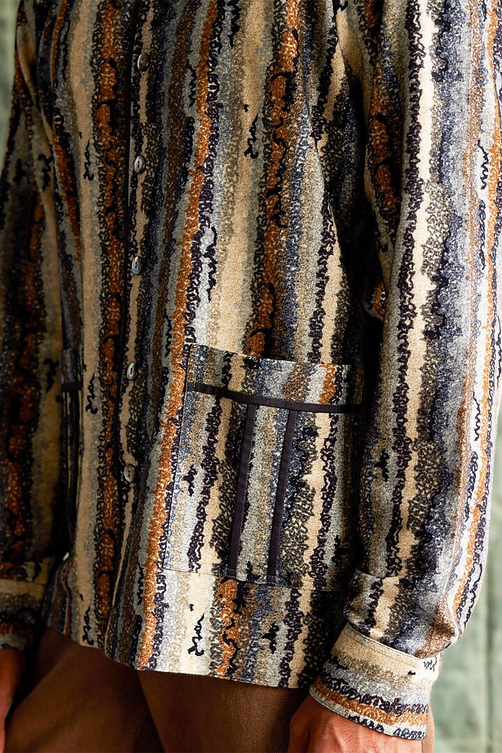 Multi-Colored Brushed Cotton Printed Oversized Party Wear Shirt by Countrymade at Pernia's Pop Up Shop