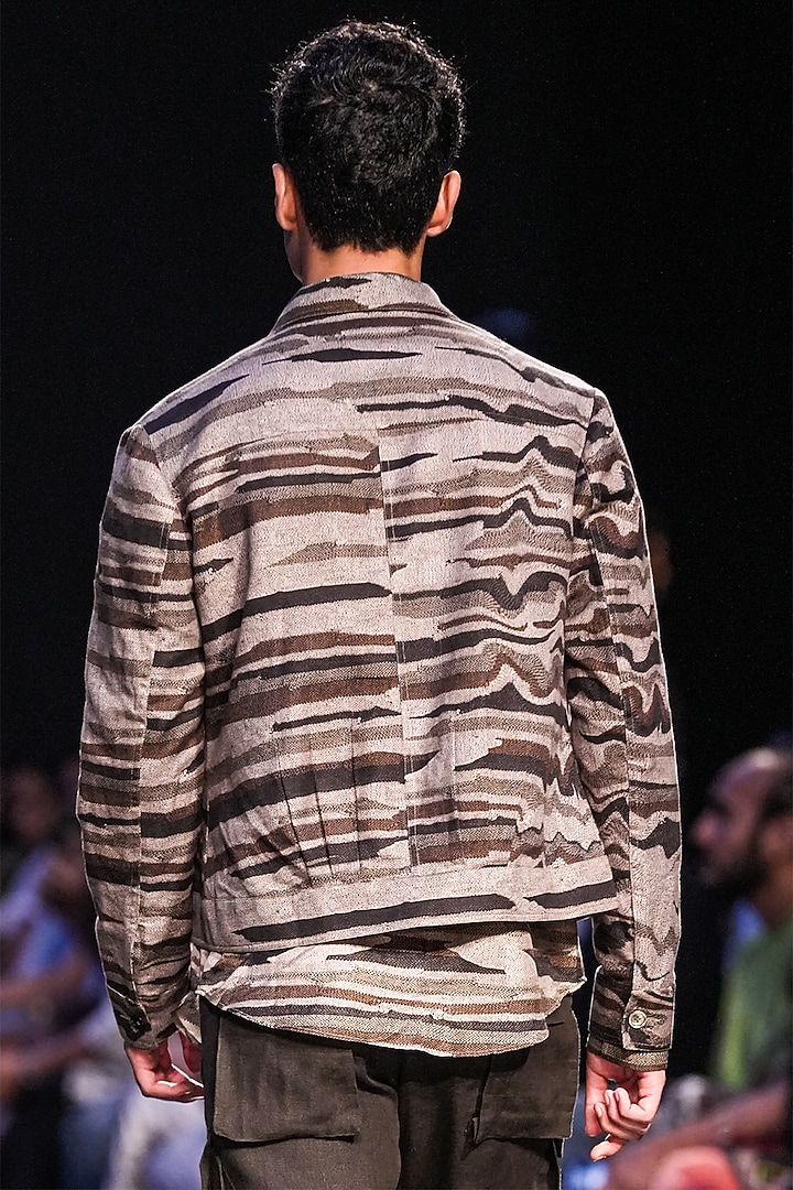 Multi-Colored Linen Twill Printed Bomber Jacket by Countrymade at Pernia's Pop Up Shop