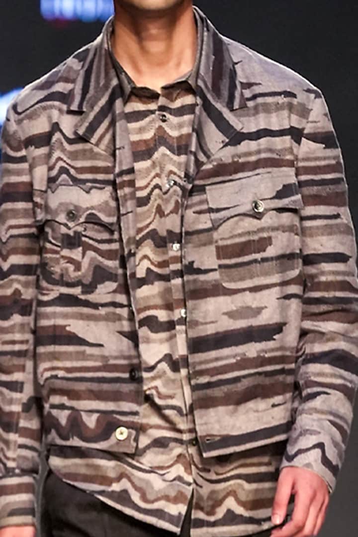 Multi-Colored Linen Twill Printed Bomber Jacket by Countrymade at Pernia's Pop Up Shop