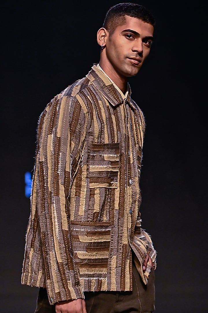 Multi-Colored Cotton & Linen Upcycled Patchwork Jacket by Countrymade at Pernia's Pop Up Shop