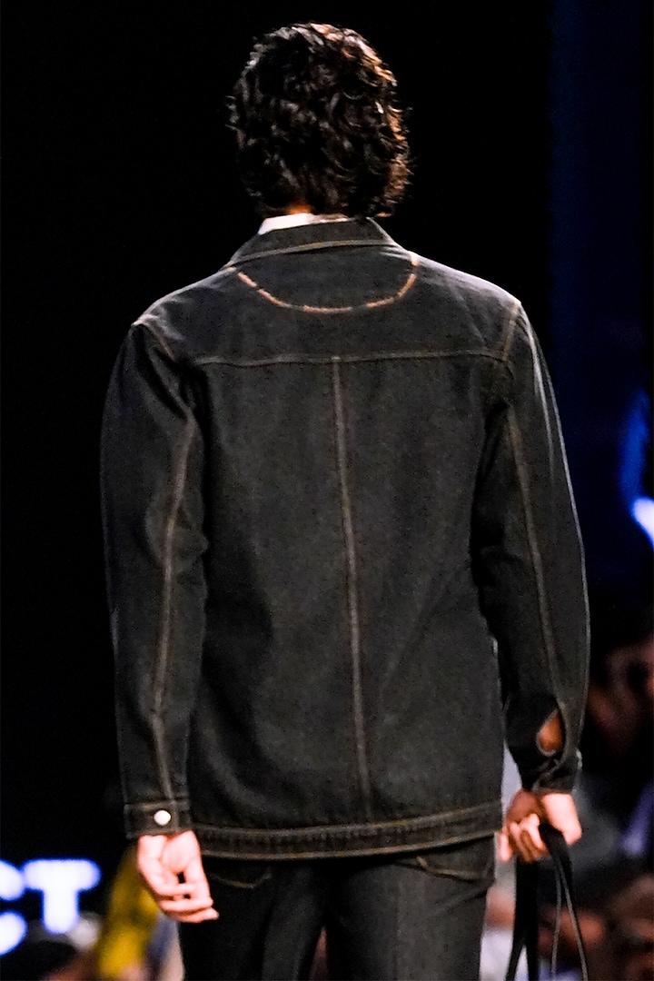 Black Organic Cotton Denim Hand Embroidered Jacket by Countrymade at Pernia's Pop Up Shop
