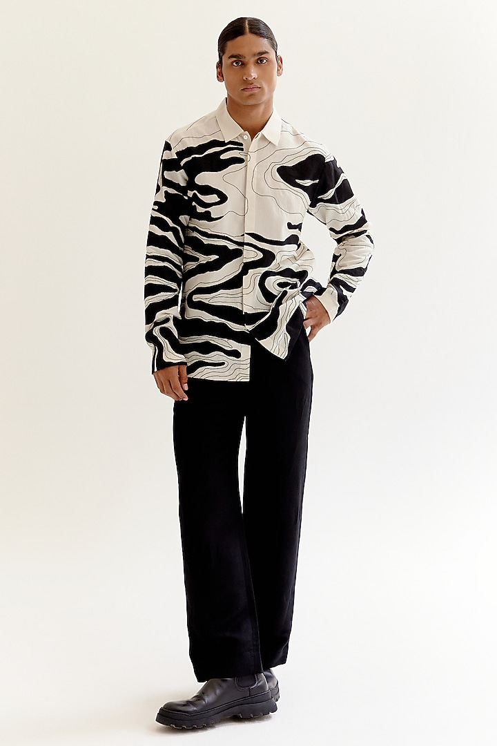 Black & White Cotton Wedding Shirt by Countrymade at Pernia's Pop Up Shop