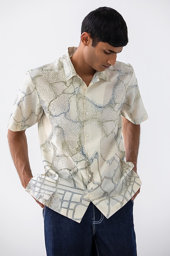 Ivory Cotton Party Wear Shirt by Countrymade at Pernia's Pop Up Shop