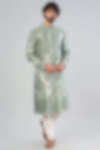 Sage Green Chanderi Printed Kurta Set by Countrymade at Pernia's Pop Up Shop