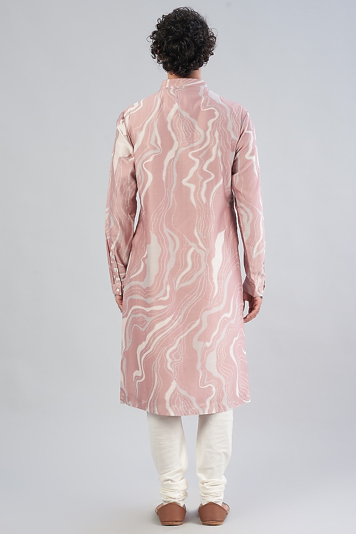 Blush Pink Chanderi Printed Kurta Set by Countrymade at Pernia's Pop Up Shop