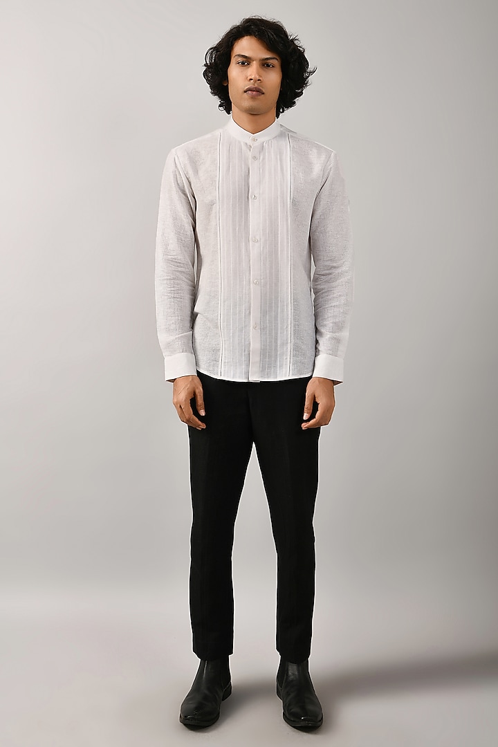 Ivory Panelled Shirt by Countrymade