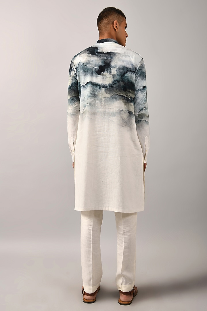 Navy Khadi Cotton Printed Kurta by Countrymade at Pernia's Pop Up Shop