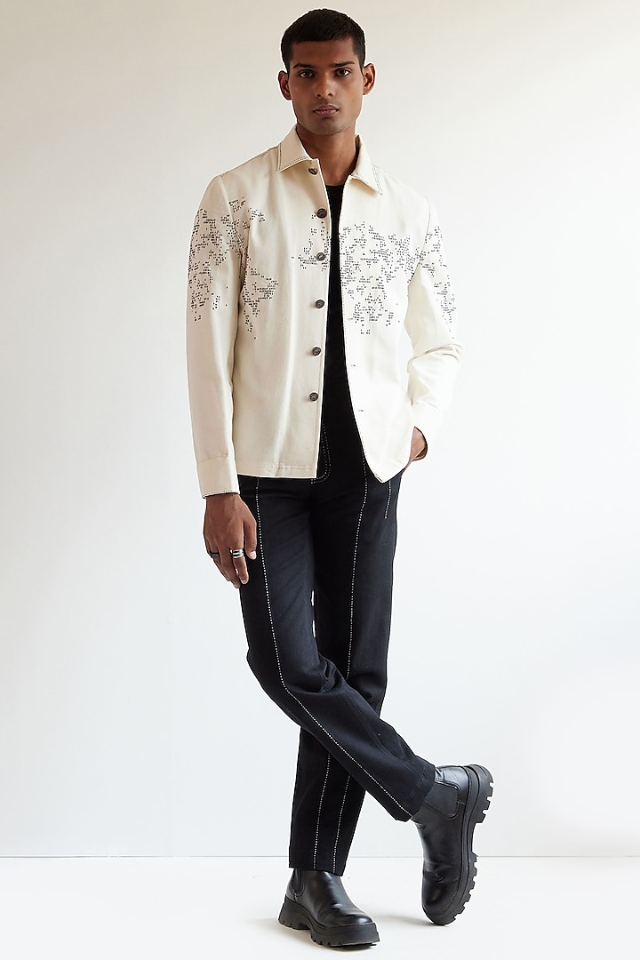 Ivory Hand Embroidered Over Shirt by Countrymade