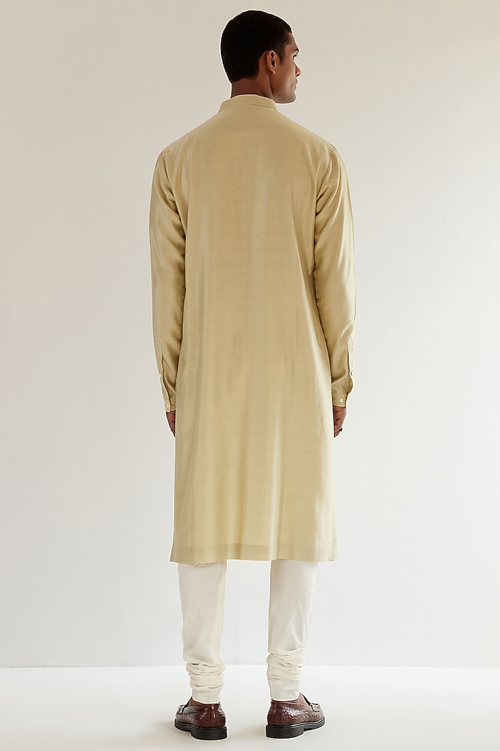 Spring Sage Chanderi Hand Embroidered Kurta Set by Countrymade at Pernia's Pop Up Shop