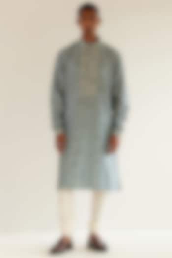 Powder Blue Hand Embroidered Kurta Set by Countrymade at Pernia's Pop Up Shop