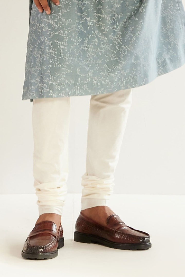 Powder Blue Chanderi Hand Embroidered Kurta Set by Countrymade at Pernia's Pop Up Shop