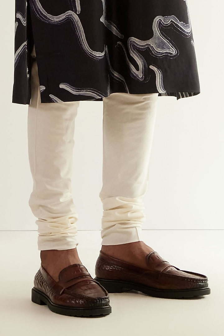 Navy Silk Printed Kurta Set by Countrymade at Pernia's Pop Up Shop
