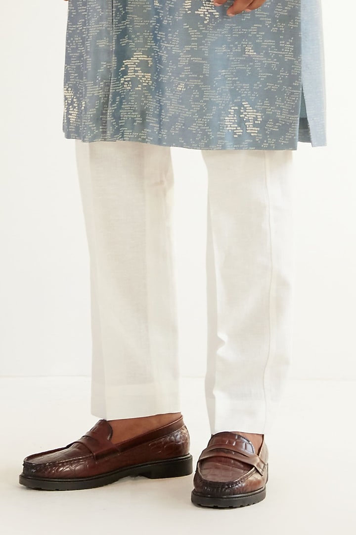 Powder Blue Chanderi Hand Embroidered Kurta Set by Countrymade at Pernia's Pop Up Shop