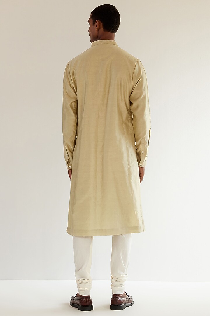 Cream Chanderi Hand Embroidered Kurta Set by Countrymade at Pernia's Pop Up Shop