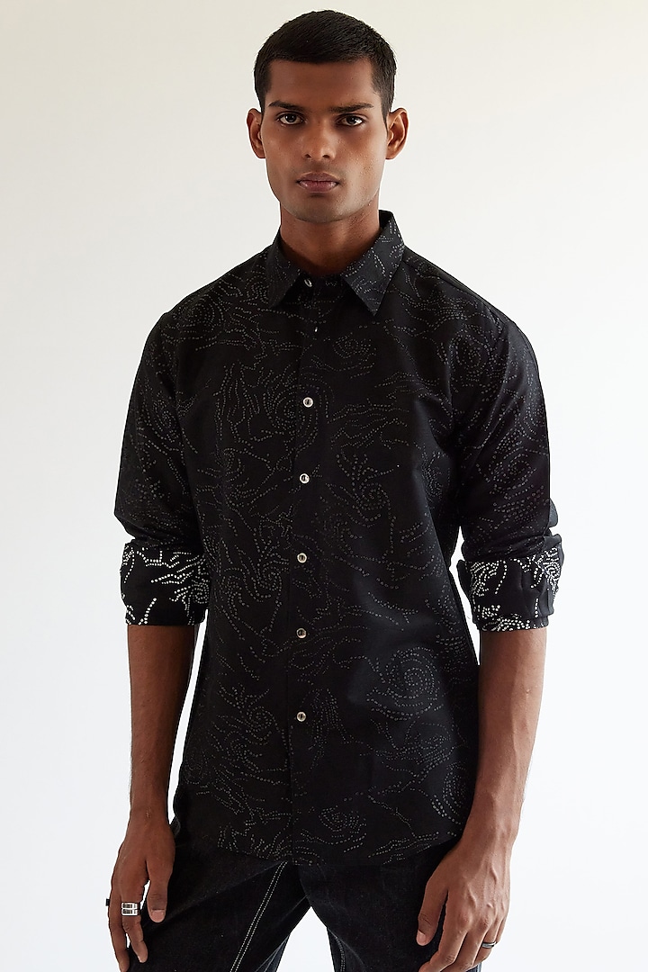Black Printed Shirt by Countrymade