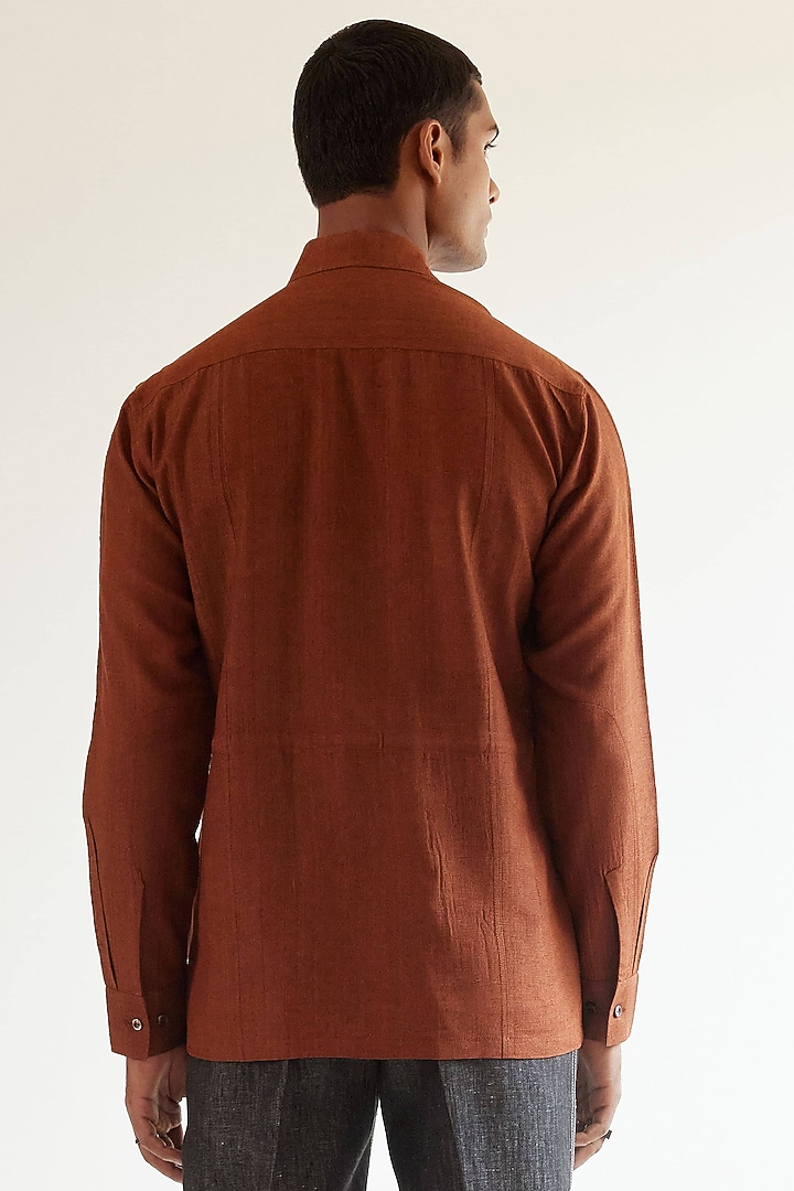 Copper Silk Safari Party Wear Shirt by Countrymade at Pernia's Pop Up Shop