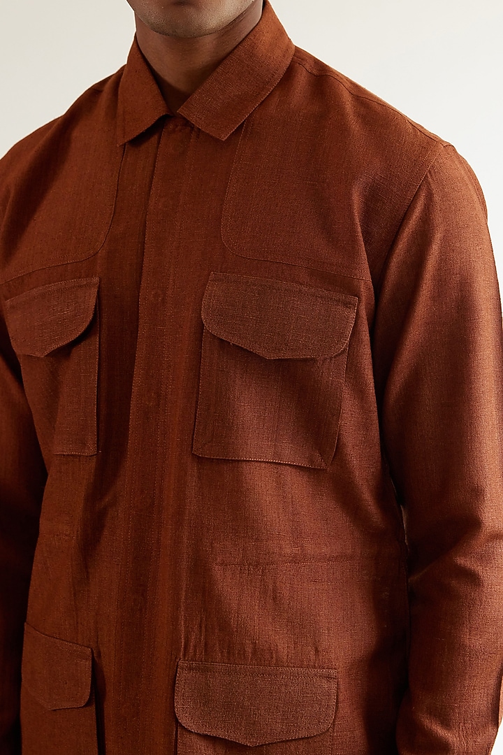 Copper Silk Safari Party Wear Shirt by Countrymade at Pernia's Pop Up Shop