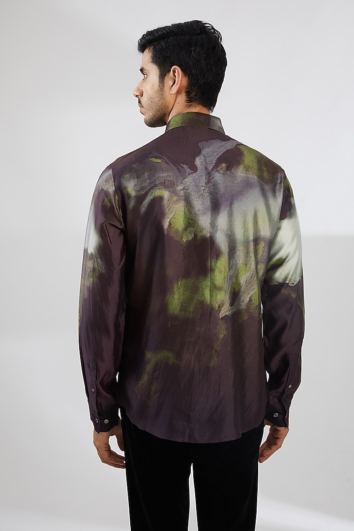 Black Silk Printed Wedding Shirt by Countrymade at Pernia's Pop Up Shop