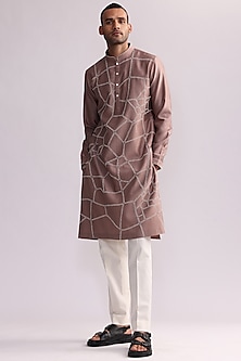 Rust Chanderi Embroidered Half-n-Half Kurta Set by Countrymade-POPULAR PRODUCTS AT STORE