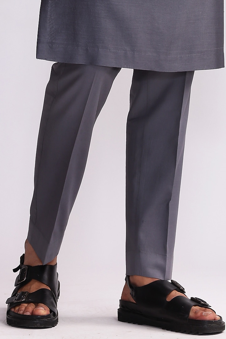 Navy Blue Chanderi Embroidered Half-n-Half Kurta Set by Countrymade at Pernia's Pop Up Shop