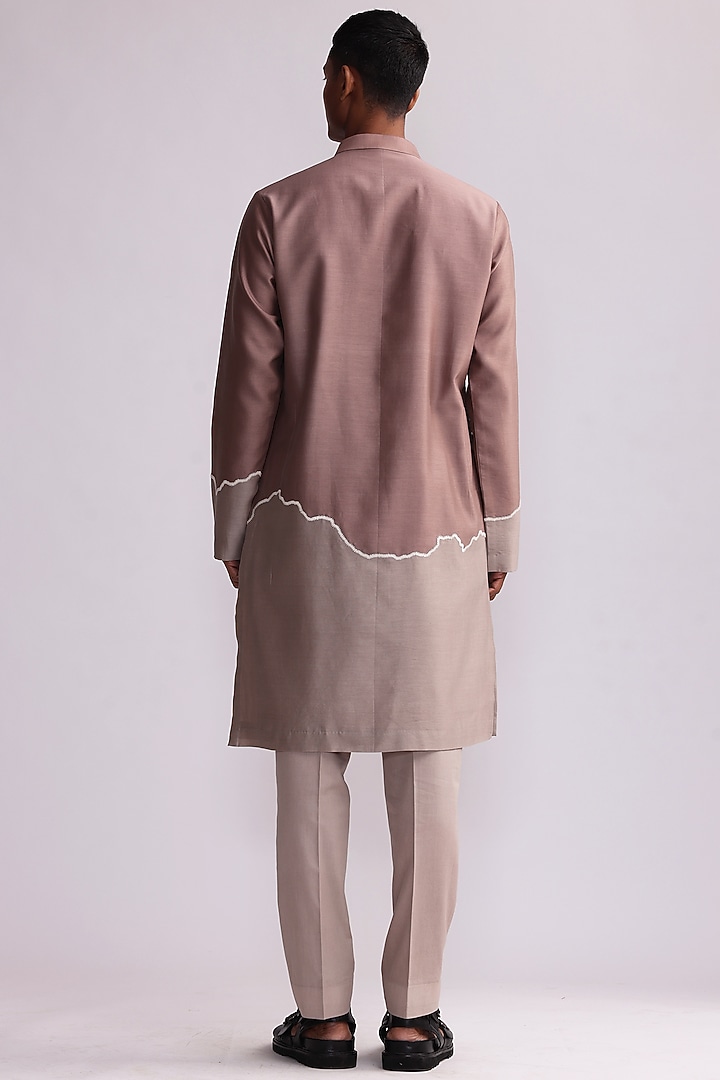 Sandstone Chanderi Embroidered Half-n-Half Kurta Set by Countrymade at Pernia's Pop Up Shop
