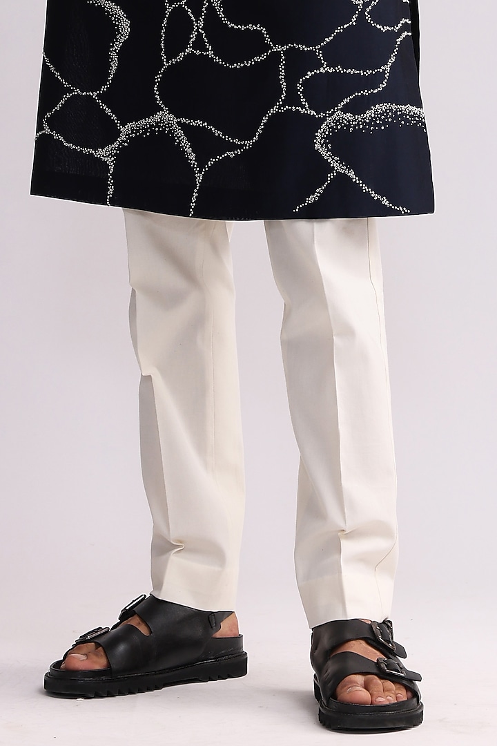 Navy Blue Chanderi Embroidered Kurta Set by Countrymade at Pernia's Pop Up Shop