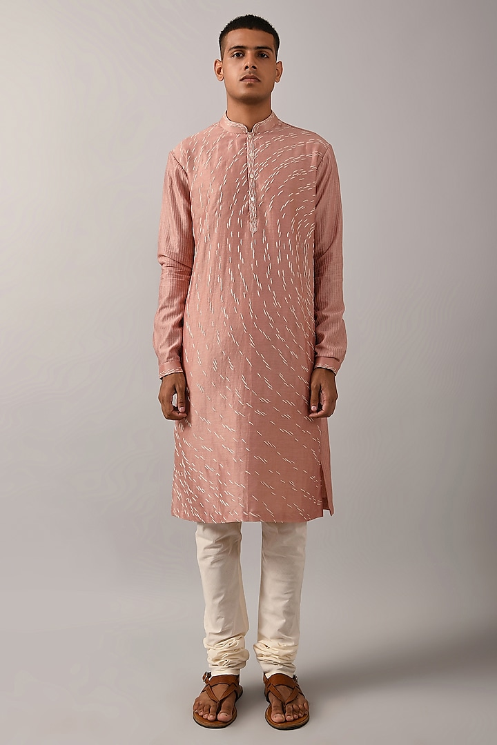 Dusty Pink Embroidered Kurta Set by Countrymade