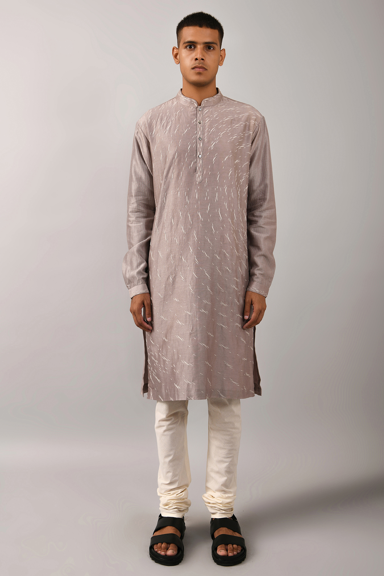 Grey Embroidered Kurta Set by Countrymade