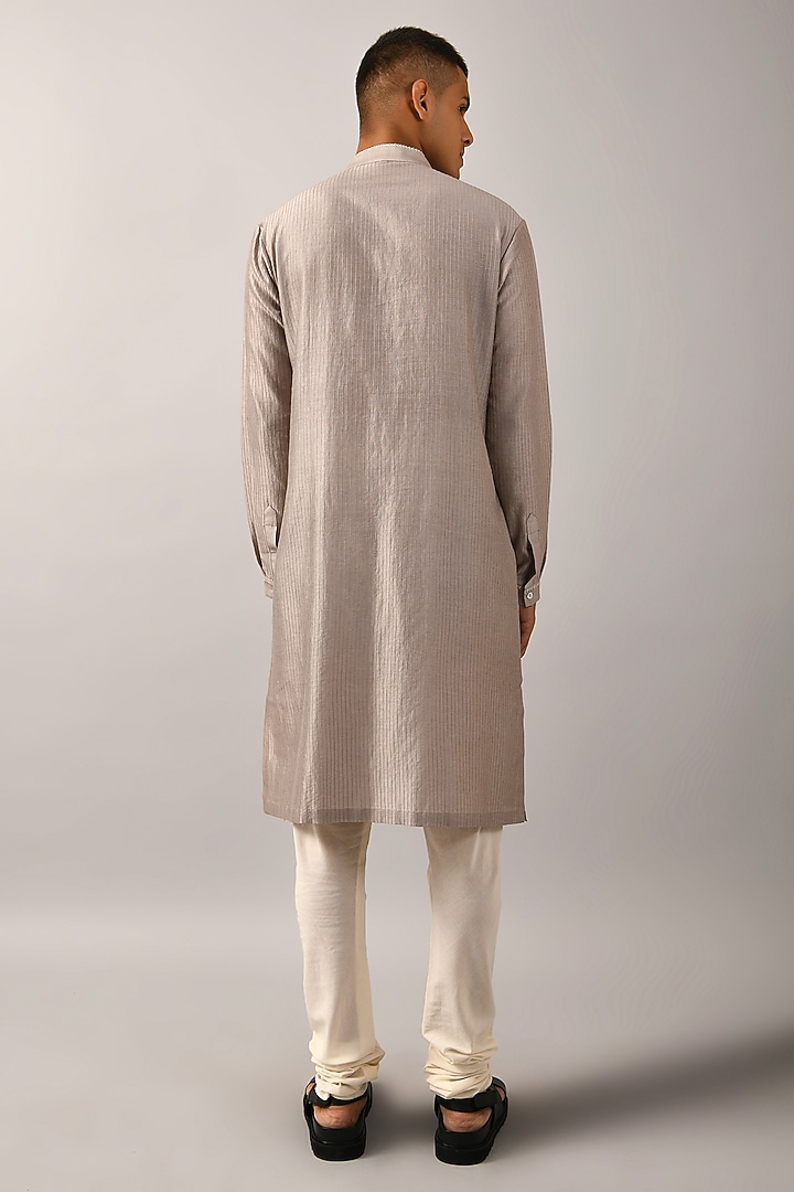 Grey Contrail Chanderi Embroidered Kurta Set by Countrymade at Pernia's Pop Up Shop