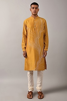 Mustard & Ivory Embroidered Kurta Set by Countrymade-POPULAR PRODUCTS AT STORE