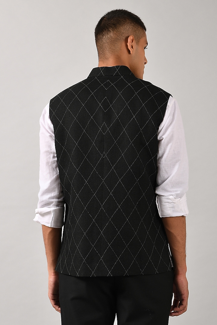 Black Linen Bundi Jacket by Countrymade at Pernia's Pop Up Shop