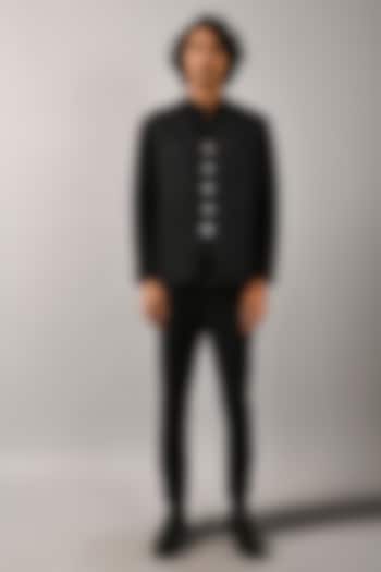 Black Linen Bundi Jacket by Countrymade at Pernia's Pop Up Shop