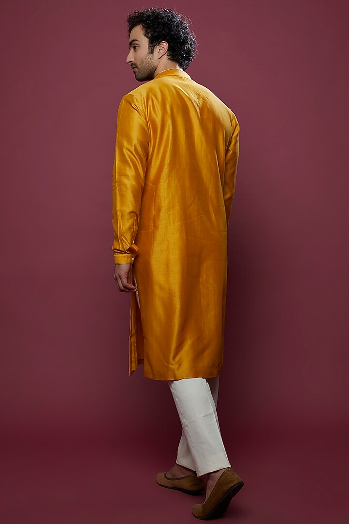 Mustard Chanderi Patch Work Kurta Set by Countrymade at Pernia's Pop Up Shop