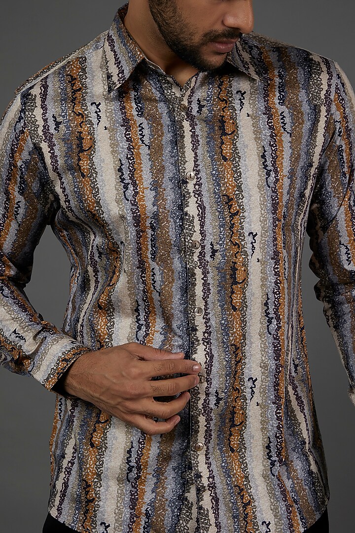 Multi-Colored Cotton Silk Printed Party Wear Shirt by Countrymade at Pernia's Pop Up Shop