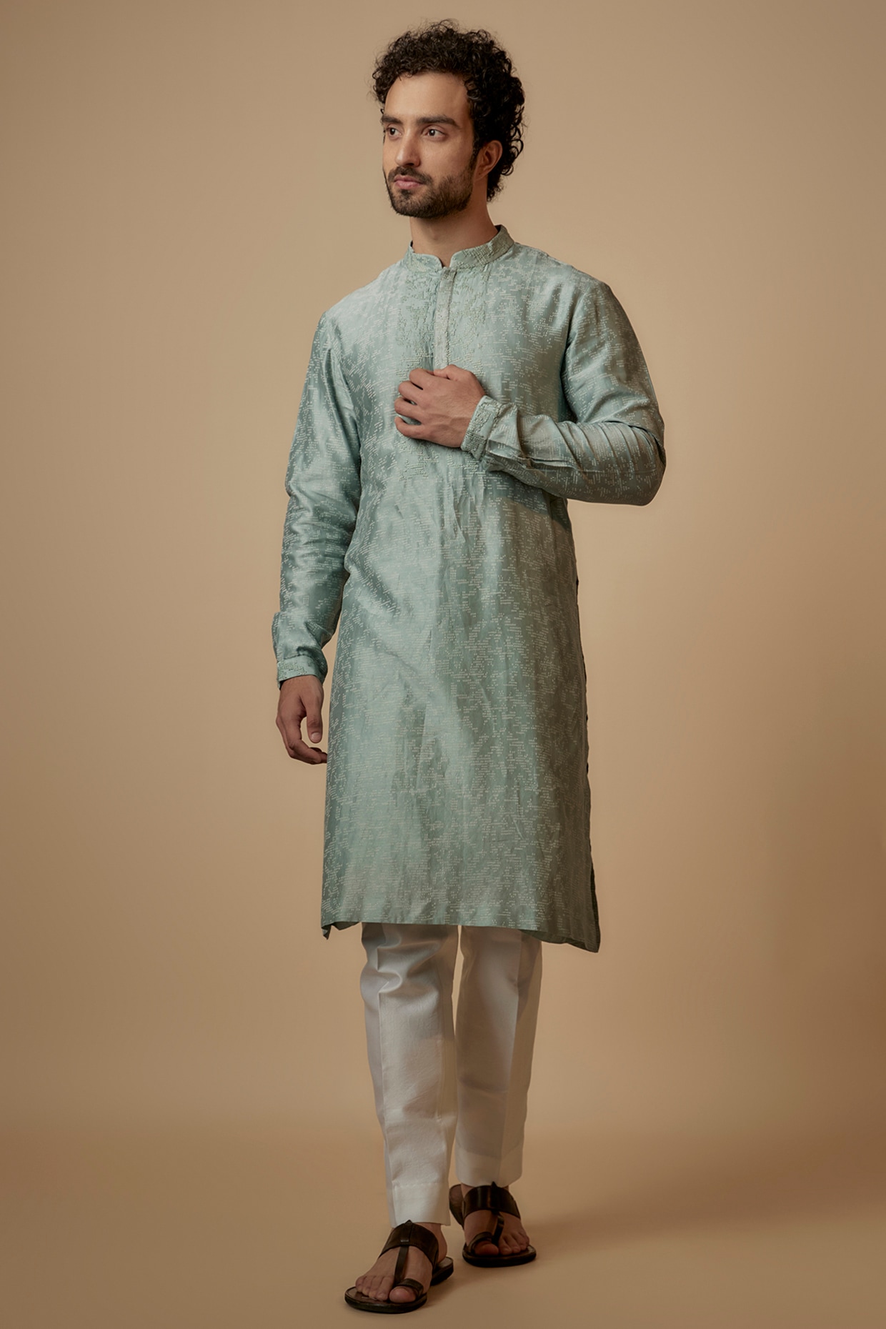 Buy Light Grey Kurta Pajama for men Online from Indian Designers 2024