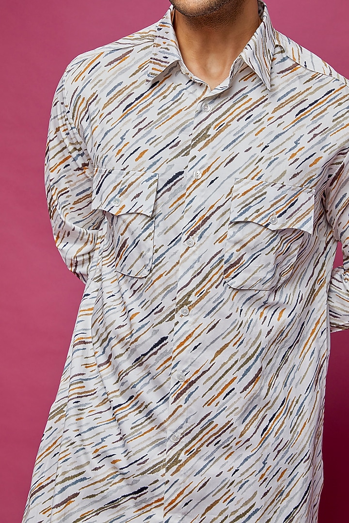 Ivory Cotton Satin Kurta by Countrymade at Pernia's Pop Up Shop