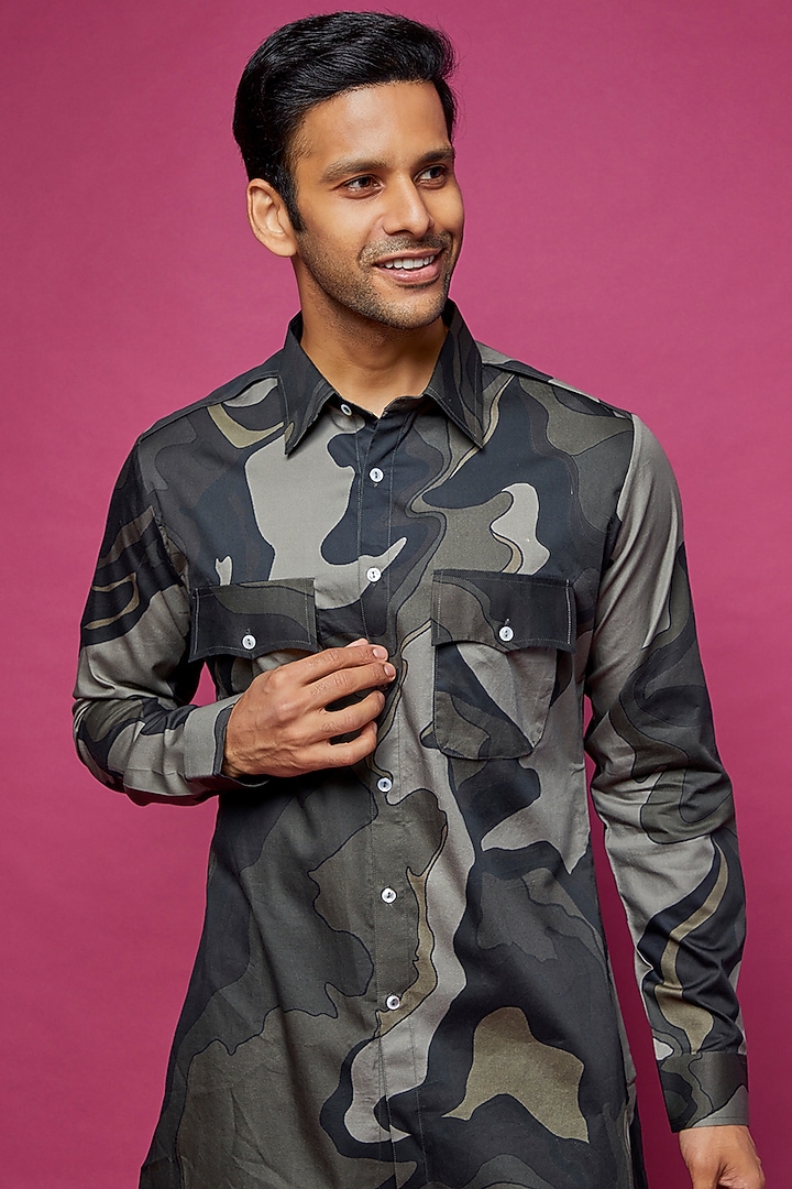 Multi-Colored Cotton Satin Printed Kurta by Countrymade at Pernia's Pop Up Shop