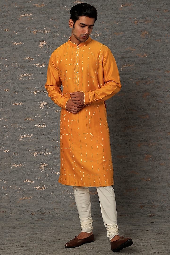 Mustard Embroidered Kurta Set by Countrymade