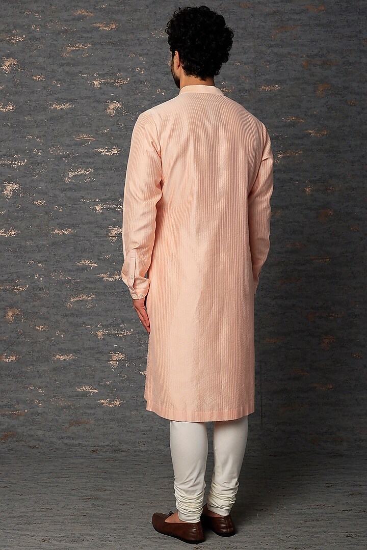 Blush Pink Cotton Silk Hand Embroidered Kurta Set by Countrymade at Pernia's Pop Up Shop