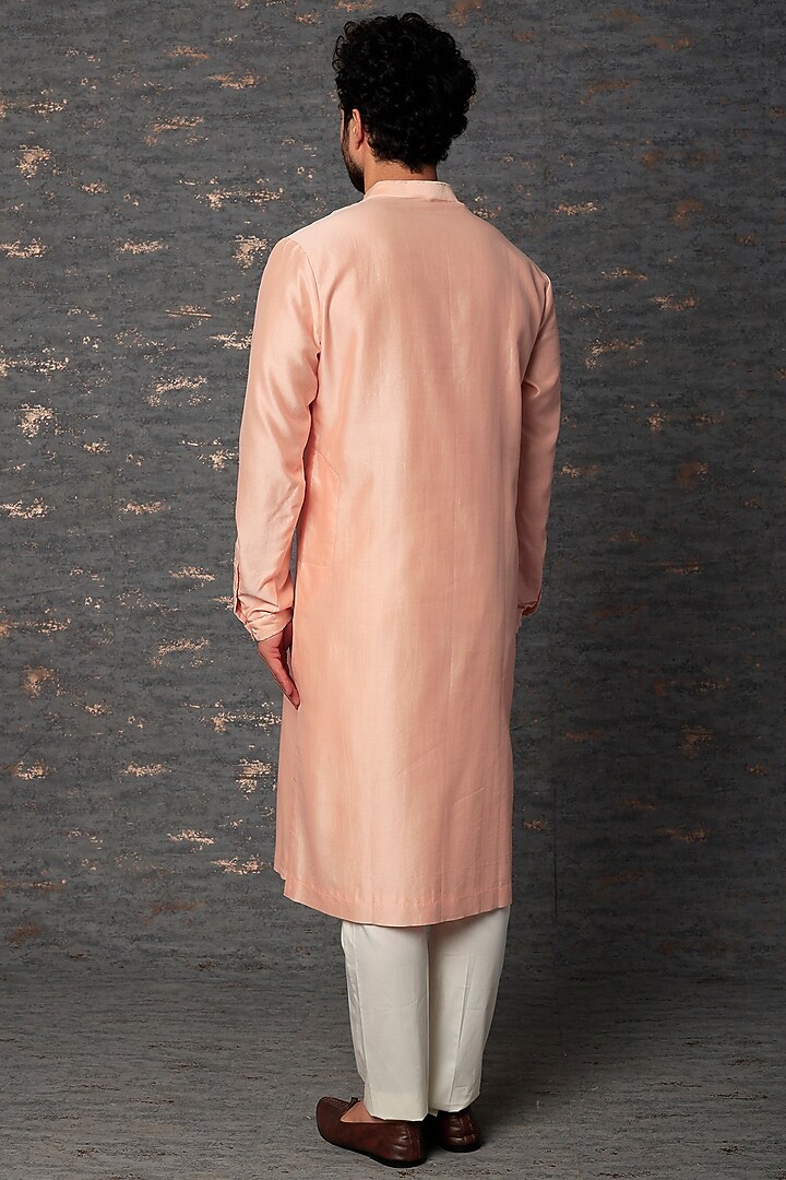Blush Pink Cotton Silk Zardosi Embroidered Kurta Set by Countrymade at Pernia's Pop Up Shop