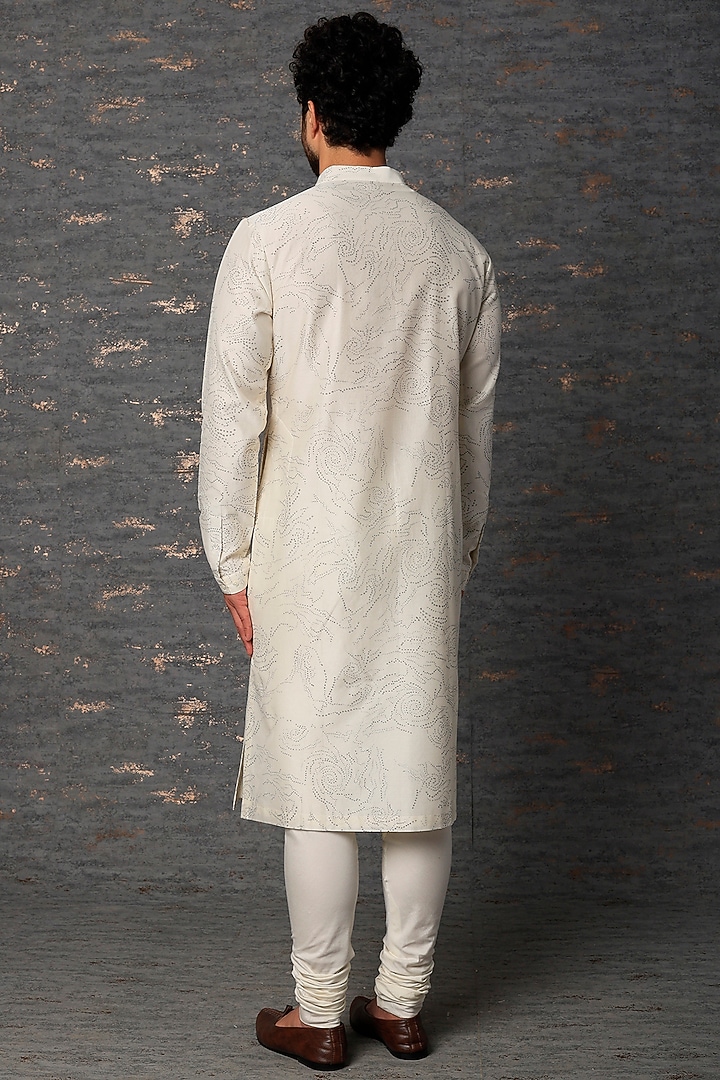 White Chanderi Printed Kurta Set by Countrymade at Pernia's Pop Up Shop
