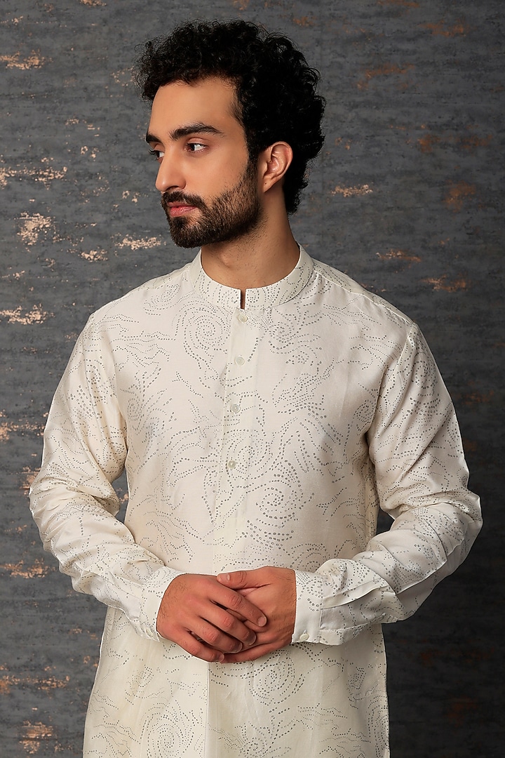 Ivory Chanderi Short Kurta by Countrymade at Pernia's Pop Up Shop