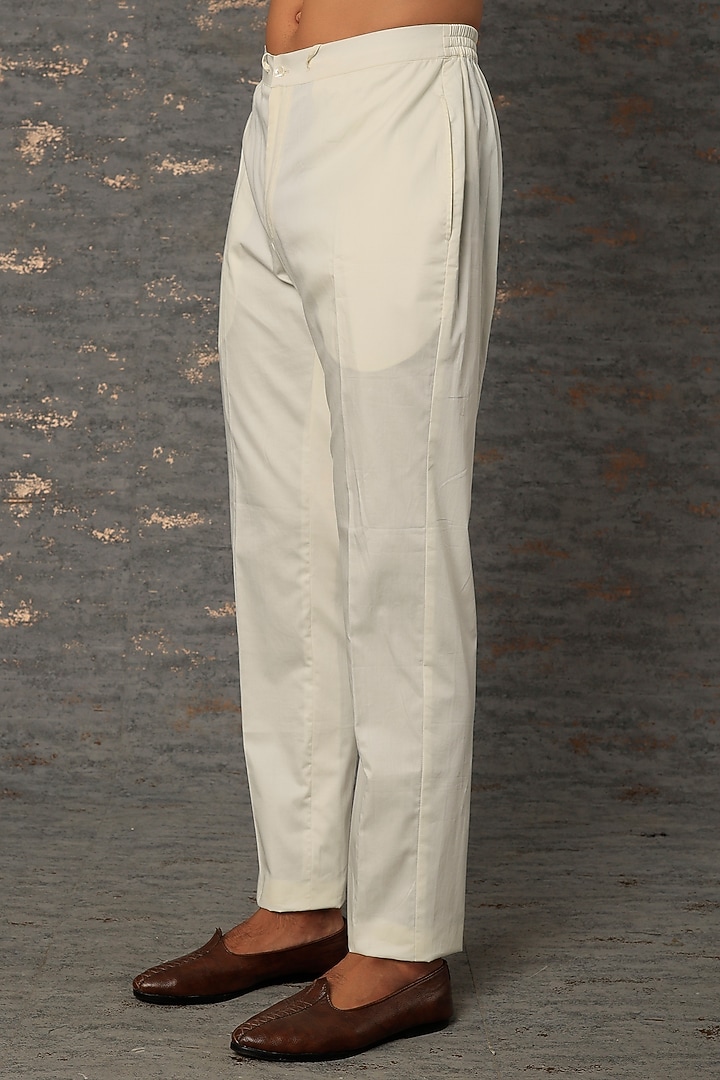 Cream Chanderi Block Printed & Embroidered Kurta Set by Countrymade at Pernia's Pop Up Shop