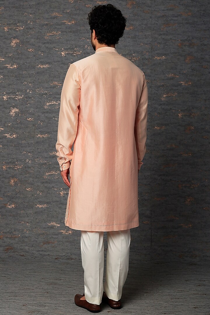 Pink Chanderi Embroidered Kurta Set by Countrymade at Pernia's Pop Up Shop