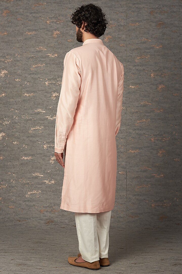 Pink Chanderi Embroidered Kurta Set by Countrymade at Pernia's Pop Up Shop
