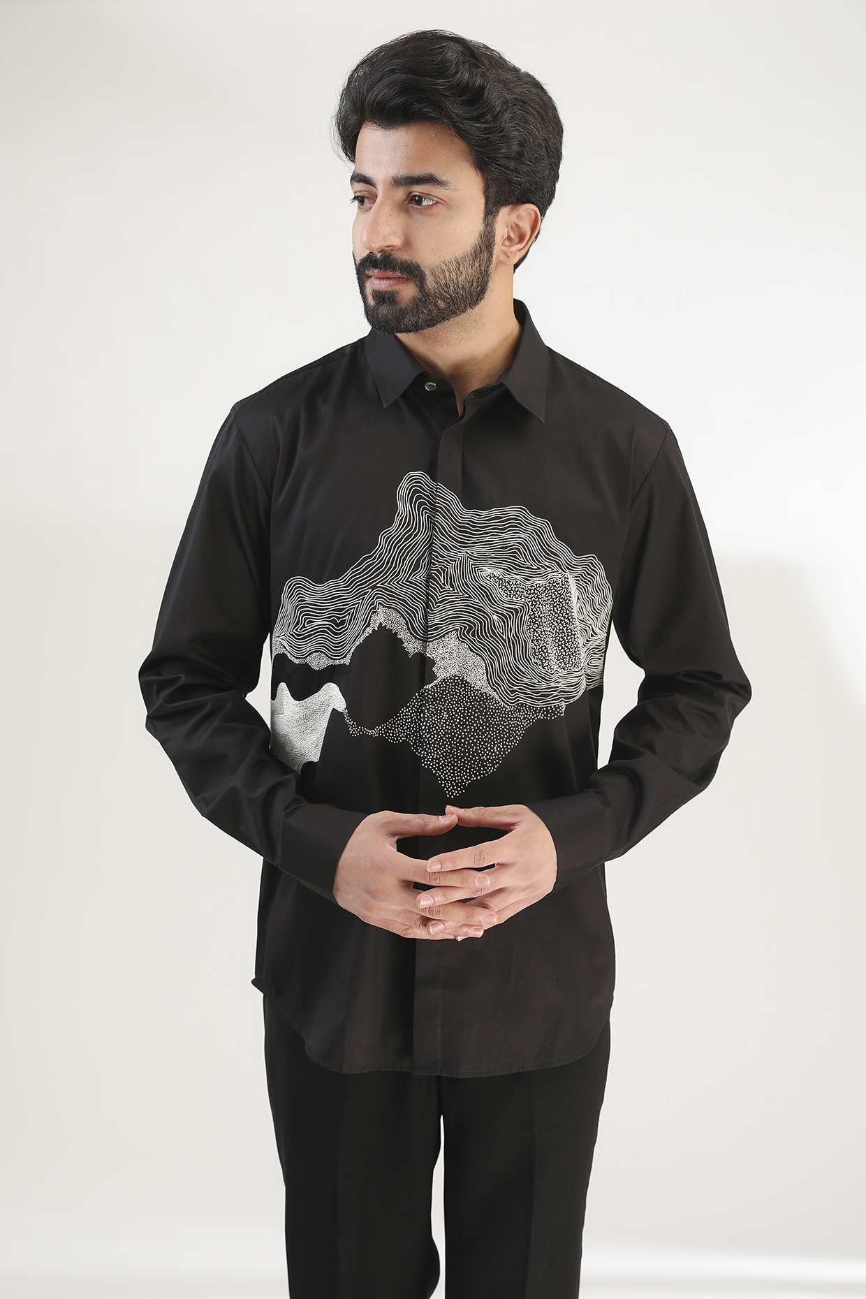 Black Embroidered Shirt by Countrymade