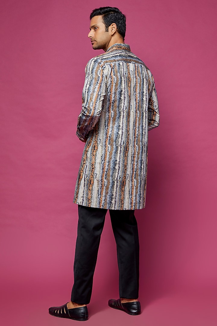 Multi-Colored Cotton Silk Printed & Embroidered Kurta by Countrymade at Pernia's Pop Up Shop