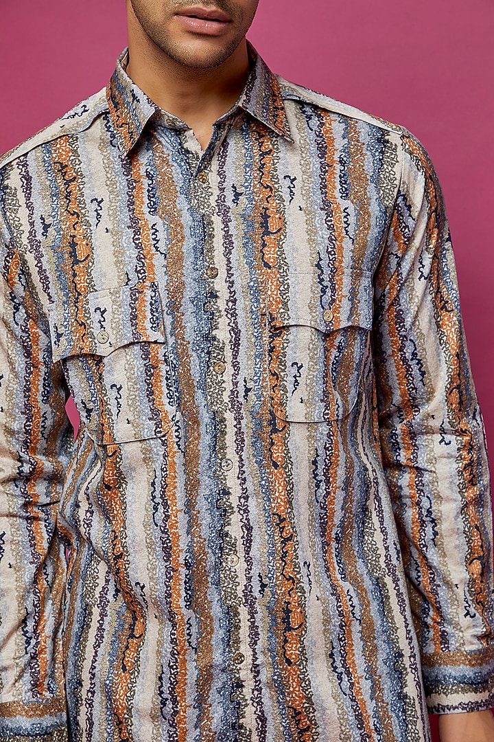 Multi-Colored Cotton Silk Printed & Embroidered Kurta by Countrymade at Pernia's Pop Up Shop