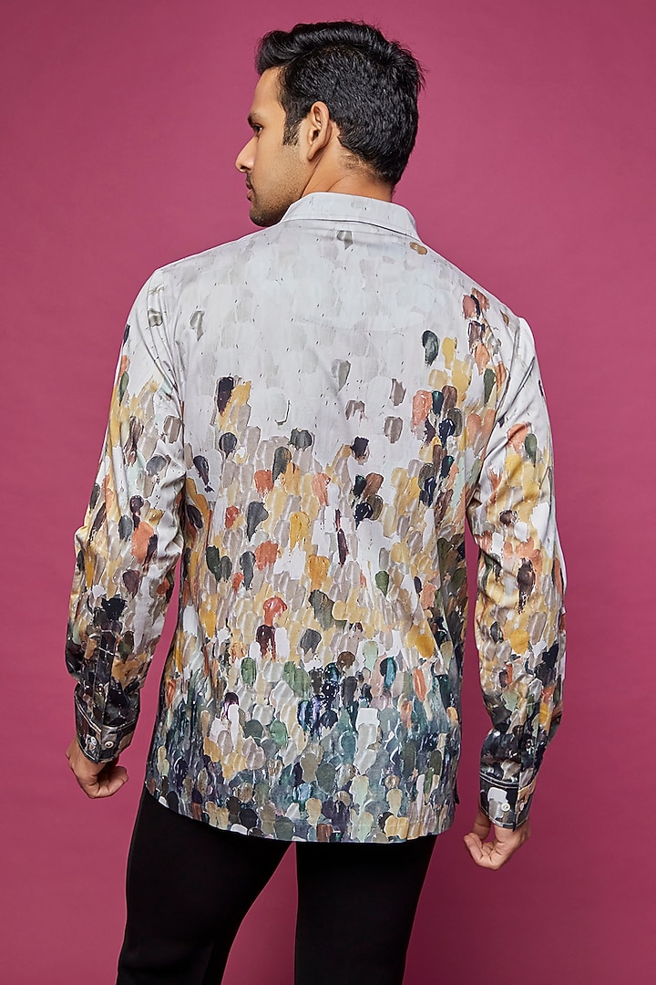 Multi-Colored Cotton Satin Printed Party Wear Shirt by Countrymade at Pernia's Pop Up Shop