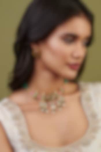 Gold Plated Kundan Polki & Jadau Necklace Set by Curio Cottage at Pernia's Pop Up Shop